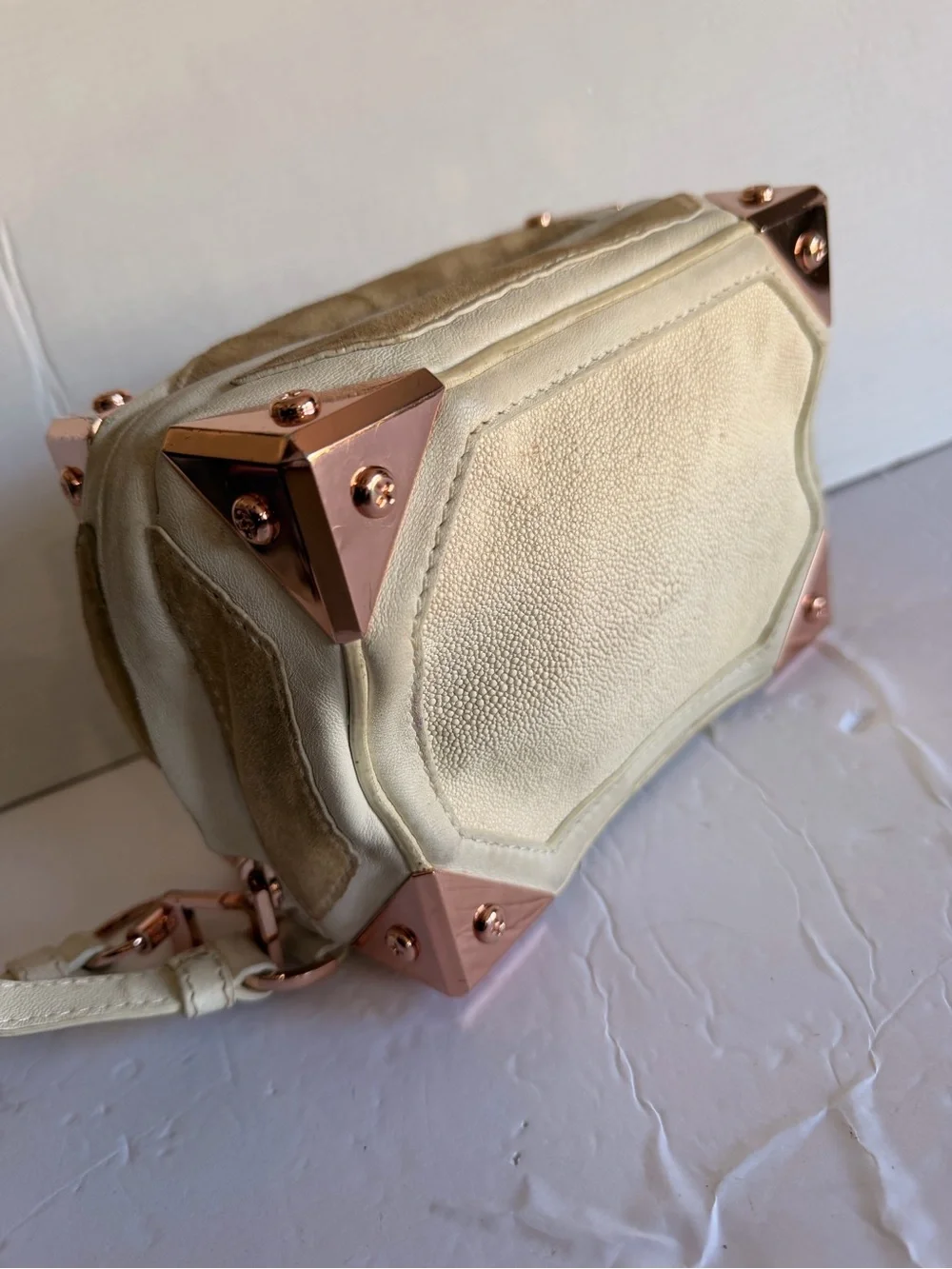 Alexander Wang Cream boxy Clutch with Rose Gold Corner Hardware(hard to find)